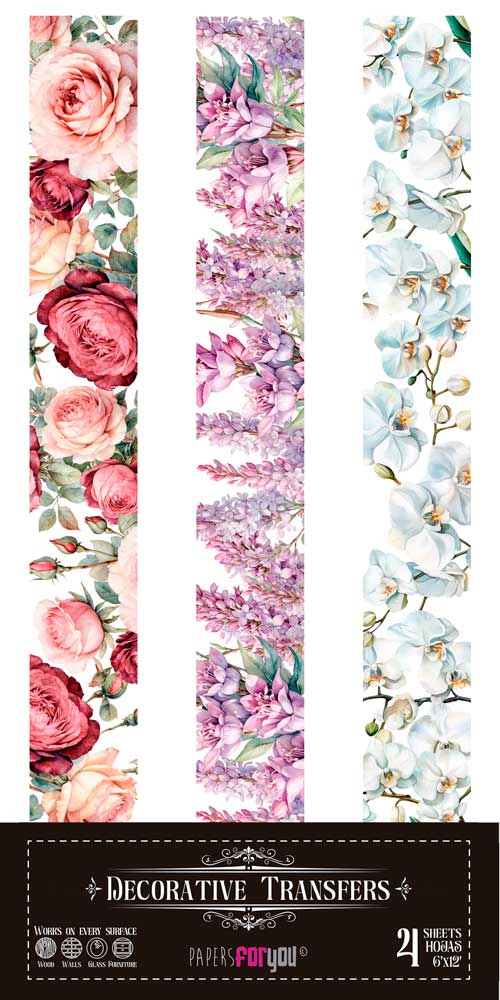 PFY-14617 - PFY-14617 - Decorative Transfers 15x30cm 6″x 12″ 4 Hojas (Poppy) - pack 2 ud.